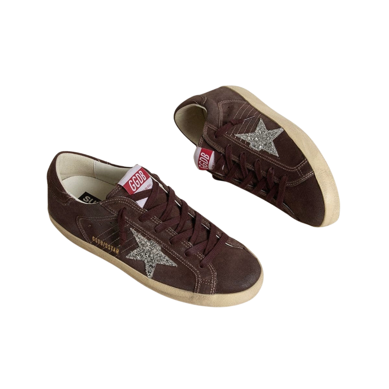 Golden Goose Super-Star 'Brown Suede Silver Glitter Star' (Women) - الصورة 2