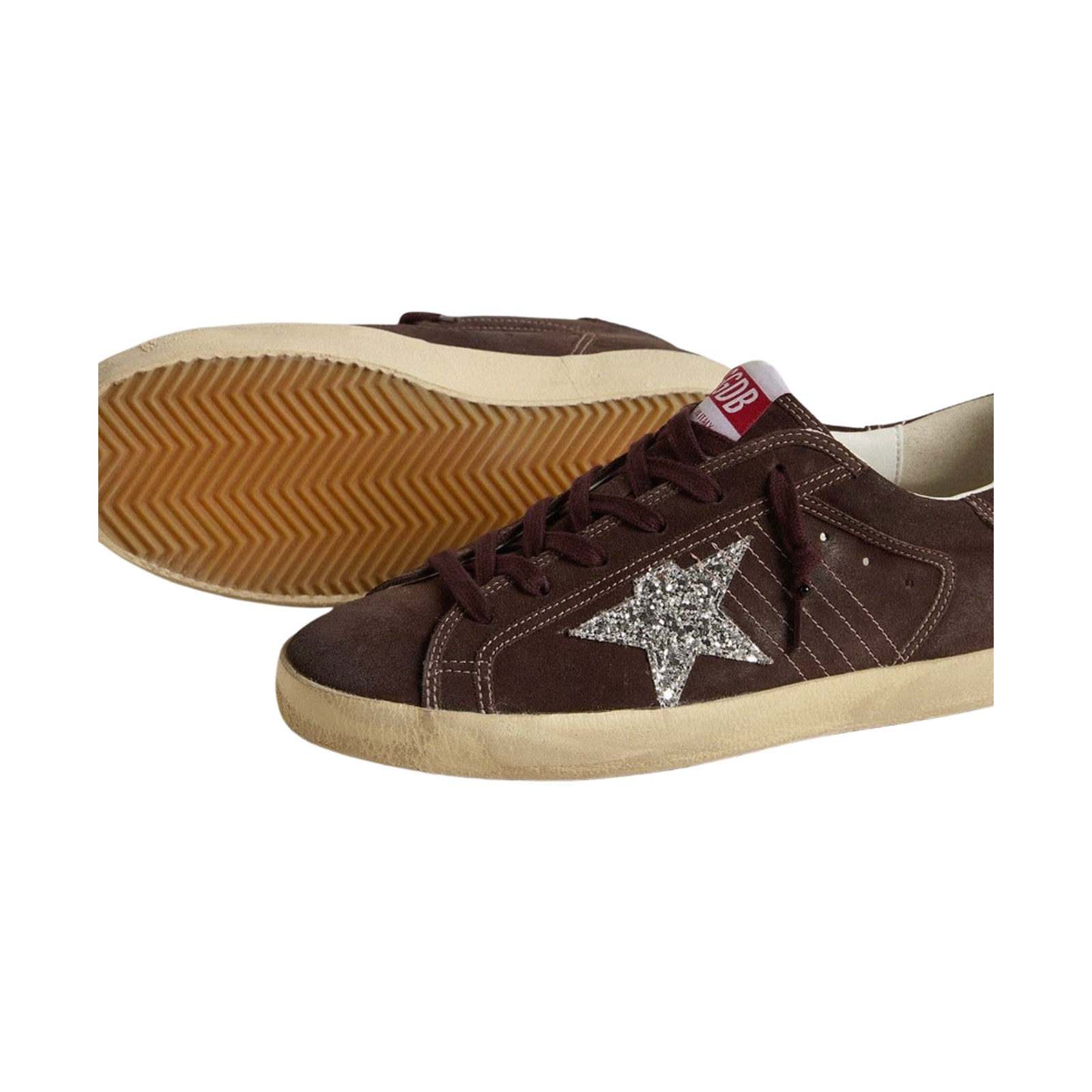 Golden Goose Super-Star 'Brown Suede Silver Glitter Star' (Women) - الصورة 3