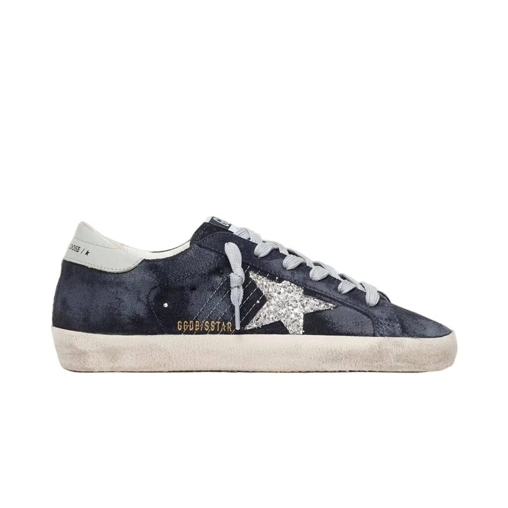 Golden Goose Super-Star 'Blue Suede Silver Glitter Star' (Women)
