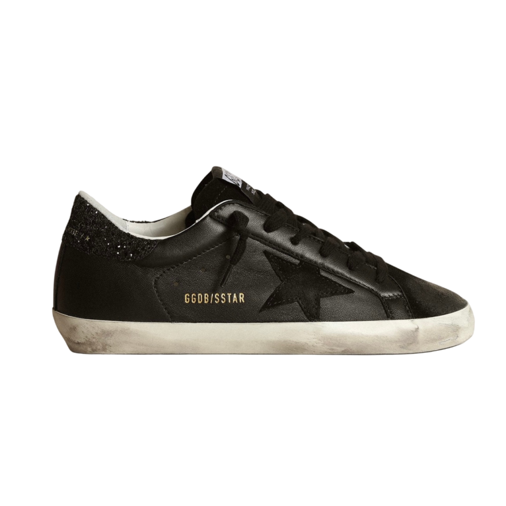 Golden Goose Super-Star 'Black Nappa Glitter Heel Tab' (Women)