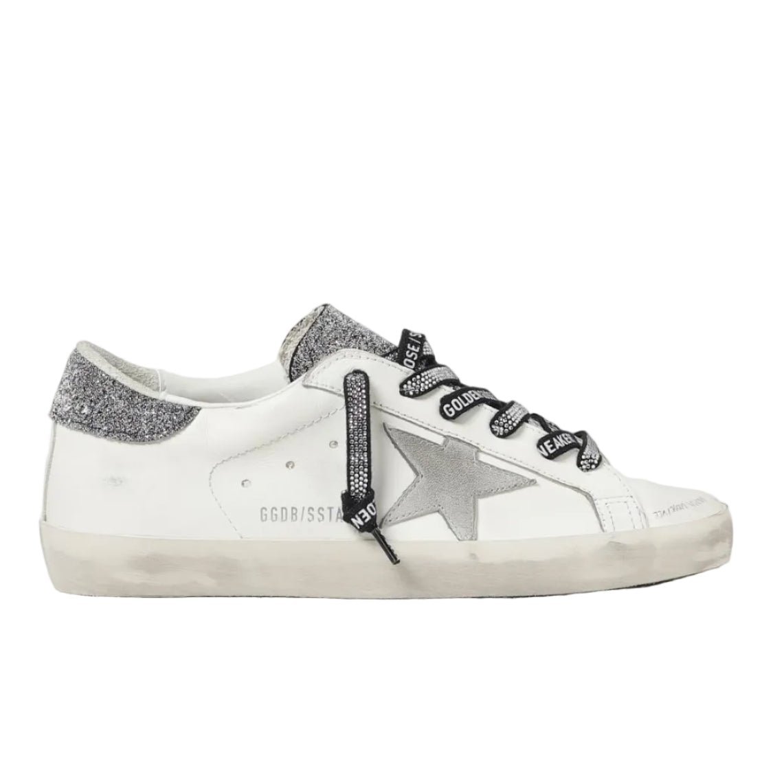 Golden Goose Super-Star 'Silver Glitter Heel Tab' (Women)